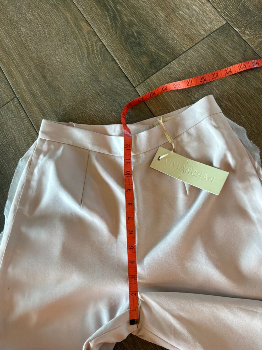 NWT Vivian Chan Craner dusty pink, wide leg, silk side seam dress pants size 28 - Picture 4 of 9